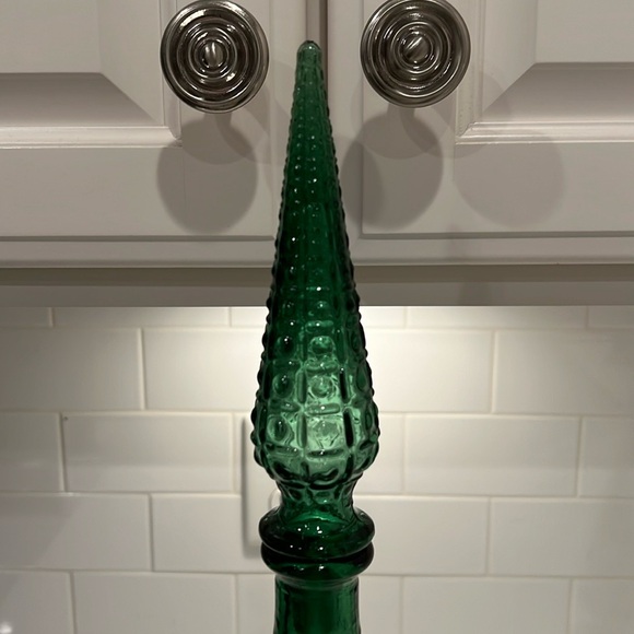 AMAZING! Vintage MCM Empoli Italian Green Aztec Genie Bottle Decanter 22" - Picture 11 of 12